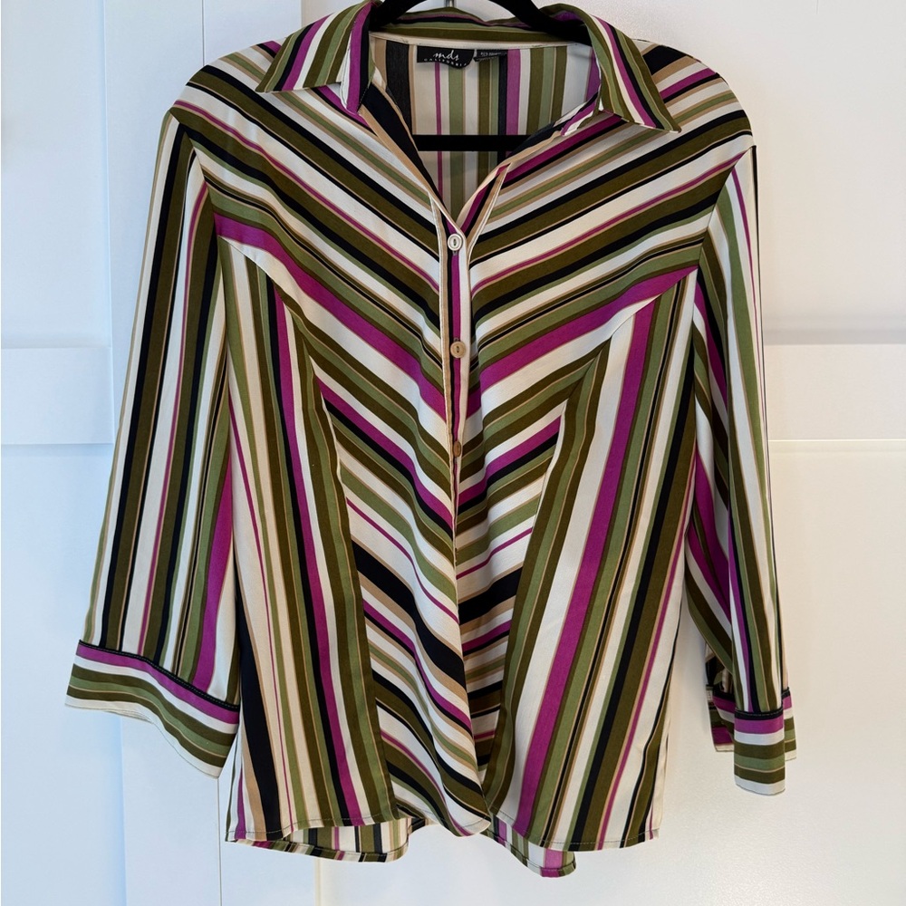 Retro Inspired Button Up Blouse with Collar and 3/4 Sleeves - 1960’s Patterns